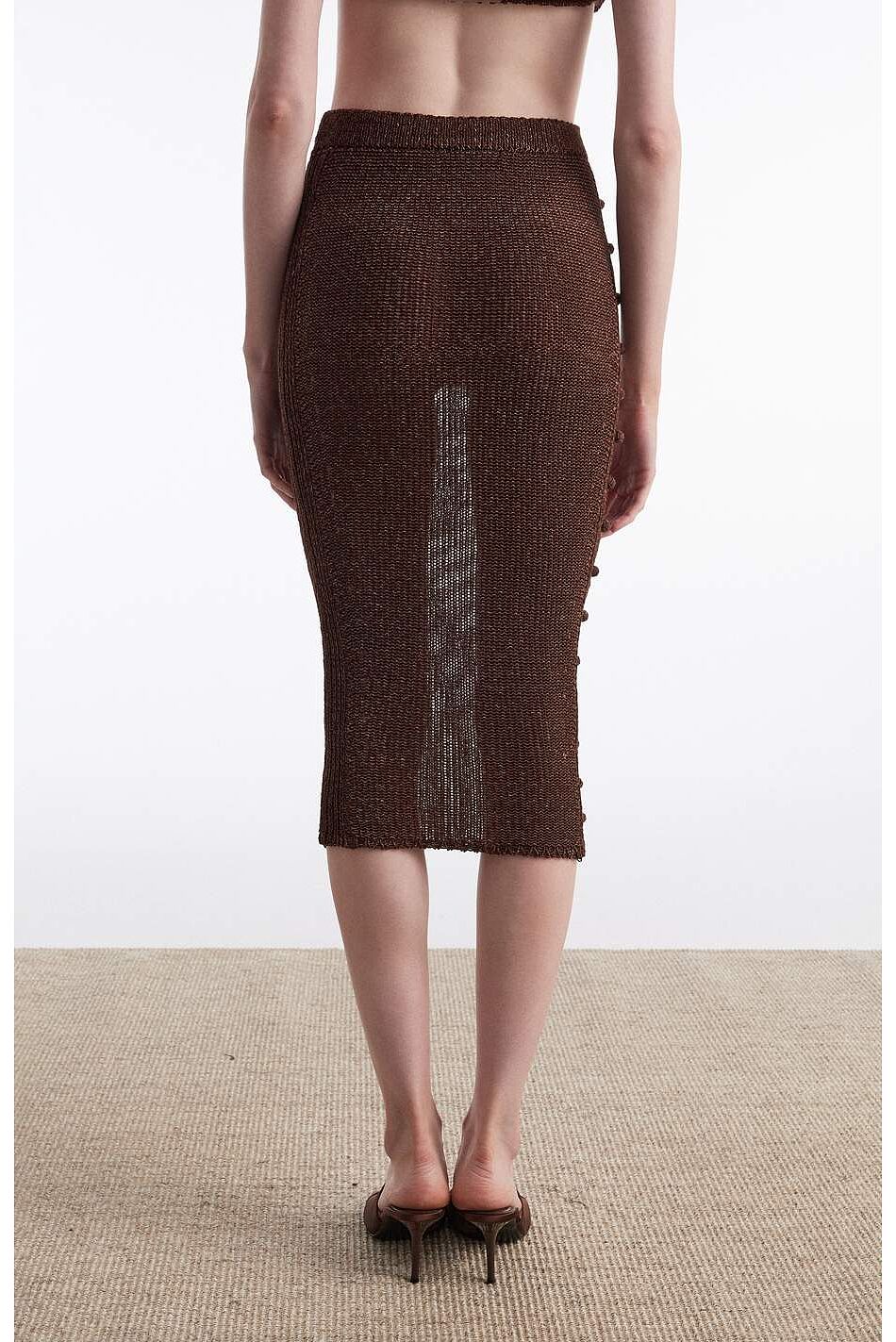 VOYAGE KNITTED MIDI SKIRT