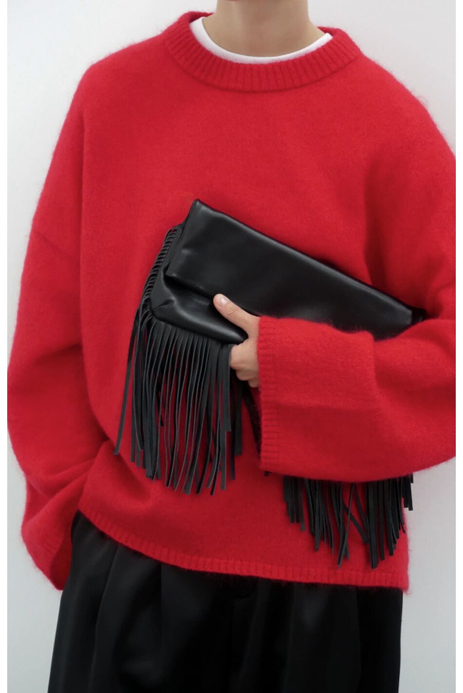 DISA FRINGE LEATHER CLUTCH 100% GENUINE LEATHER