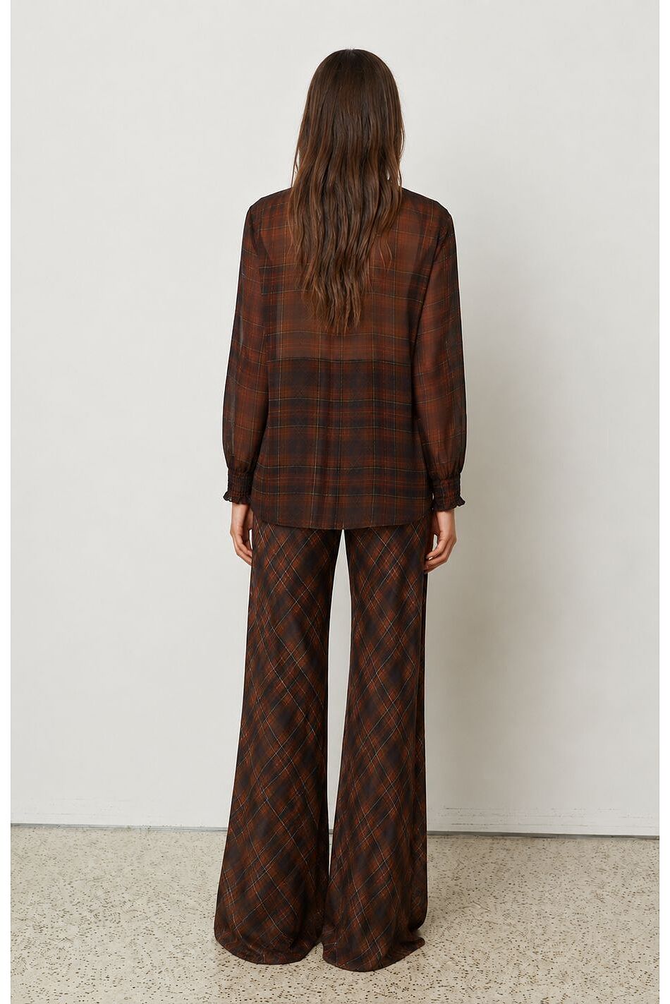 PLAID SATIN PANTS