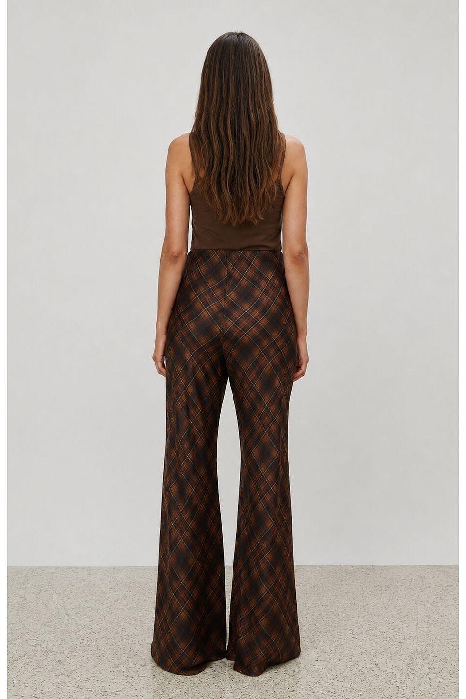 PLAID SATIN PANTS