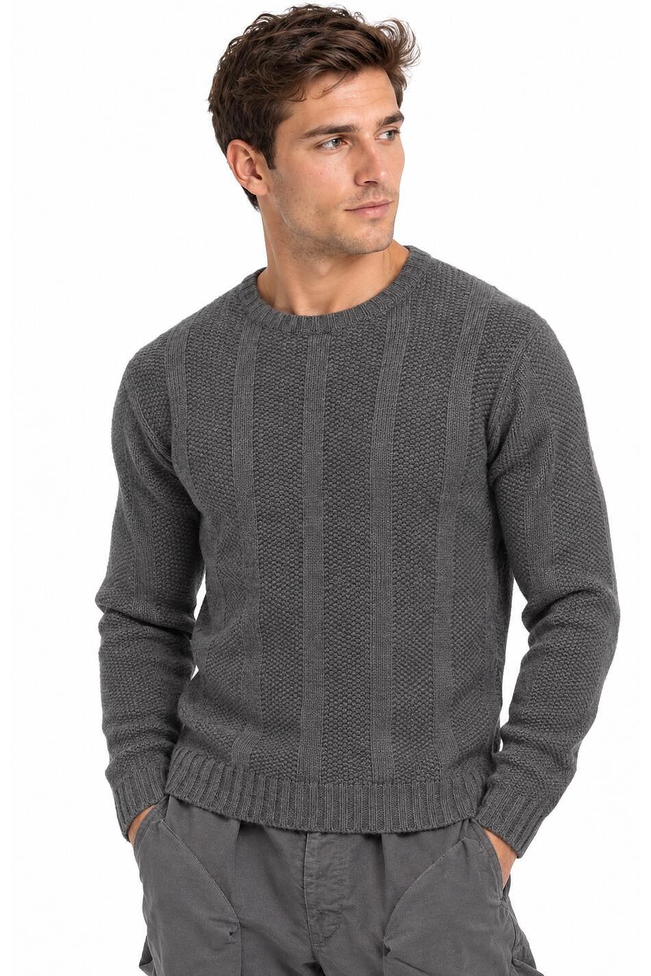 NEPAL B K3 - HEAVY RIB CREW SWEATER WOOL MIX