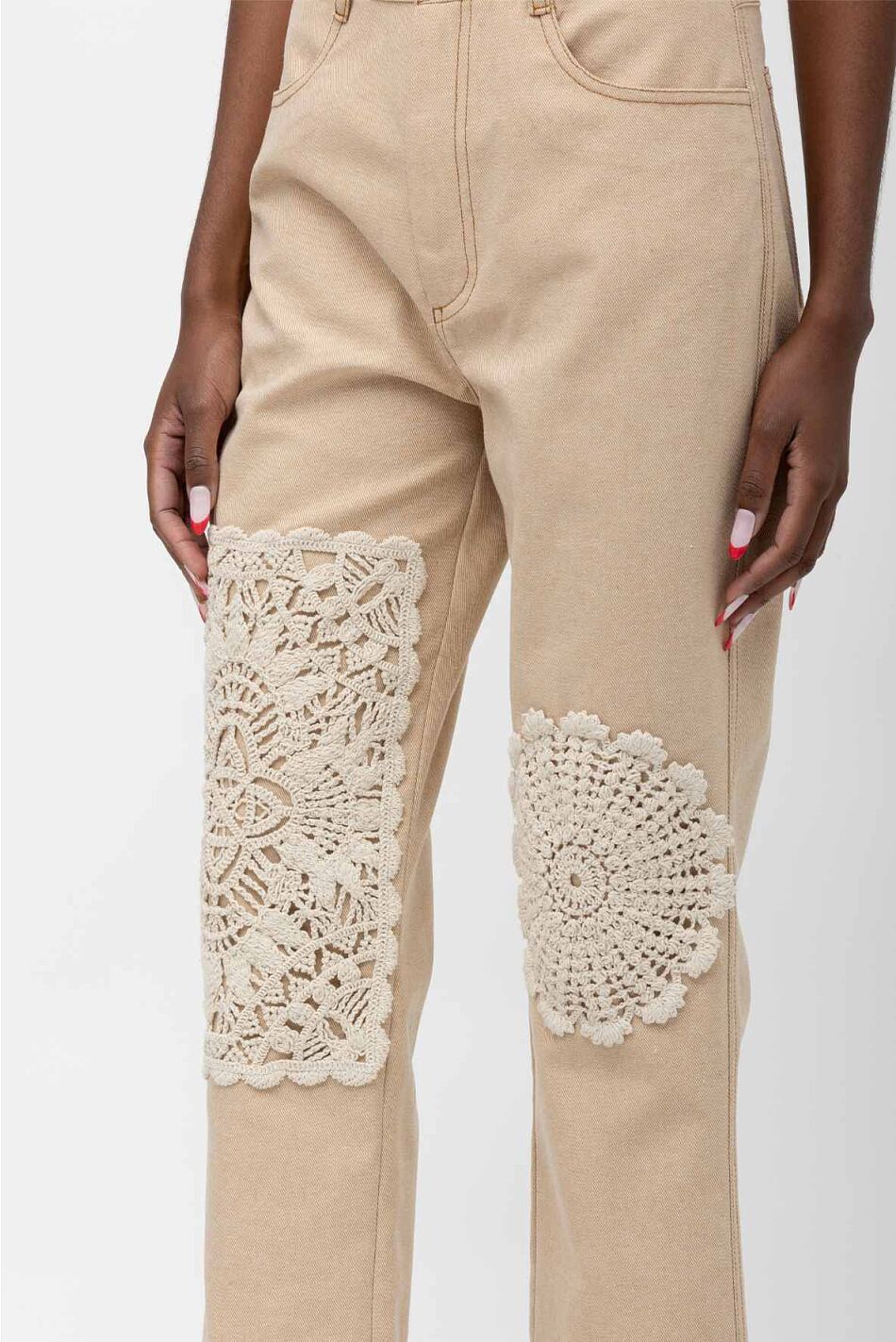 AMUR DENIM PANTS WITH LACE MATS