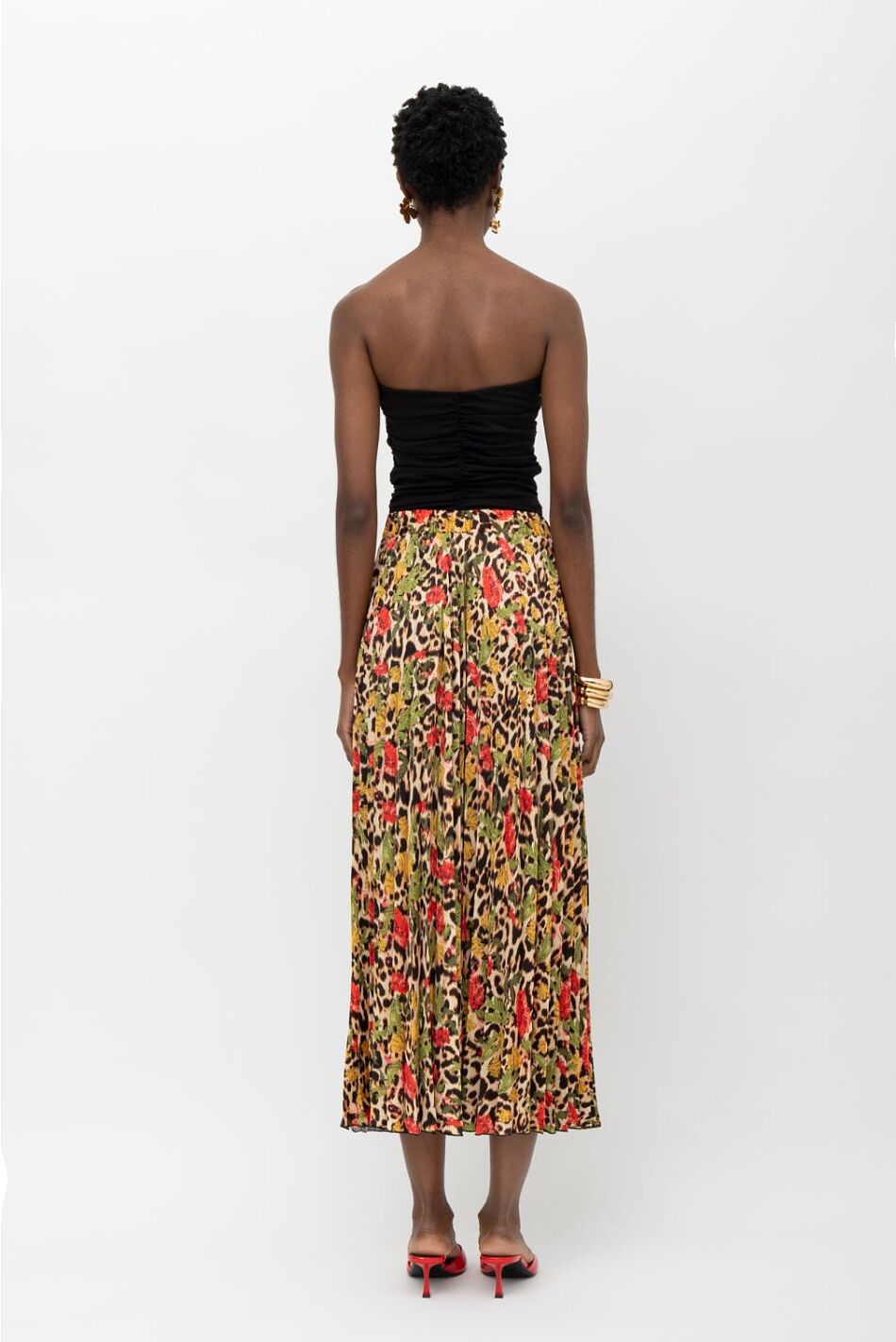 KIKA PLEATED MIDI SKIRT FLORAL