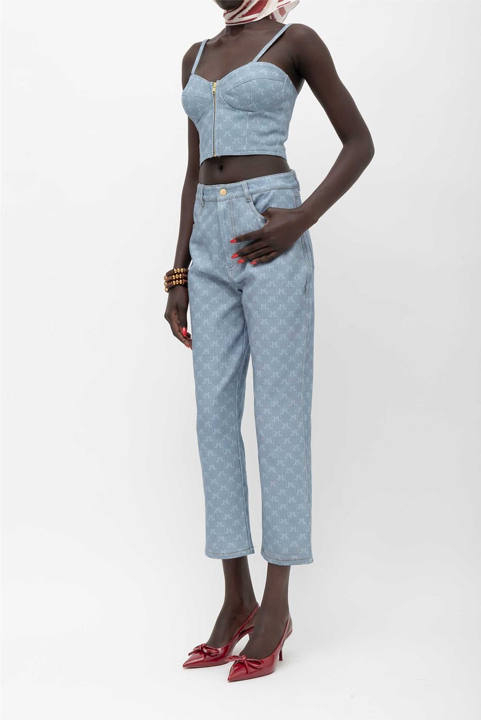 RIANA MONOGRAM DENIM PANTS