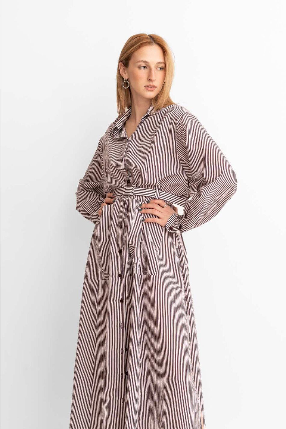 LONG STRIPE SHIRT DRESS
