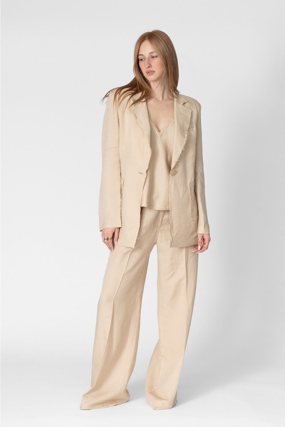LINEN FRINGE BLAZER