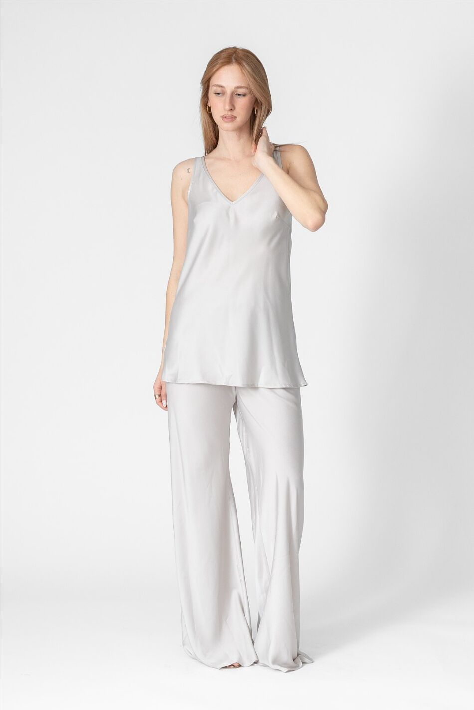 SATIN FLARED PANTS