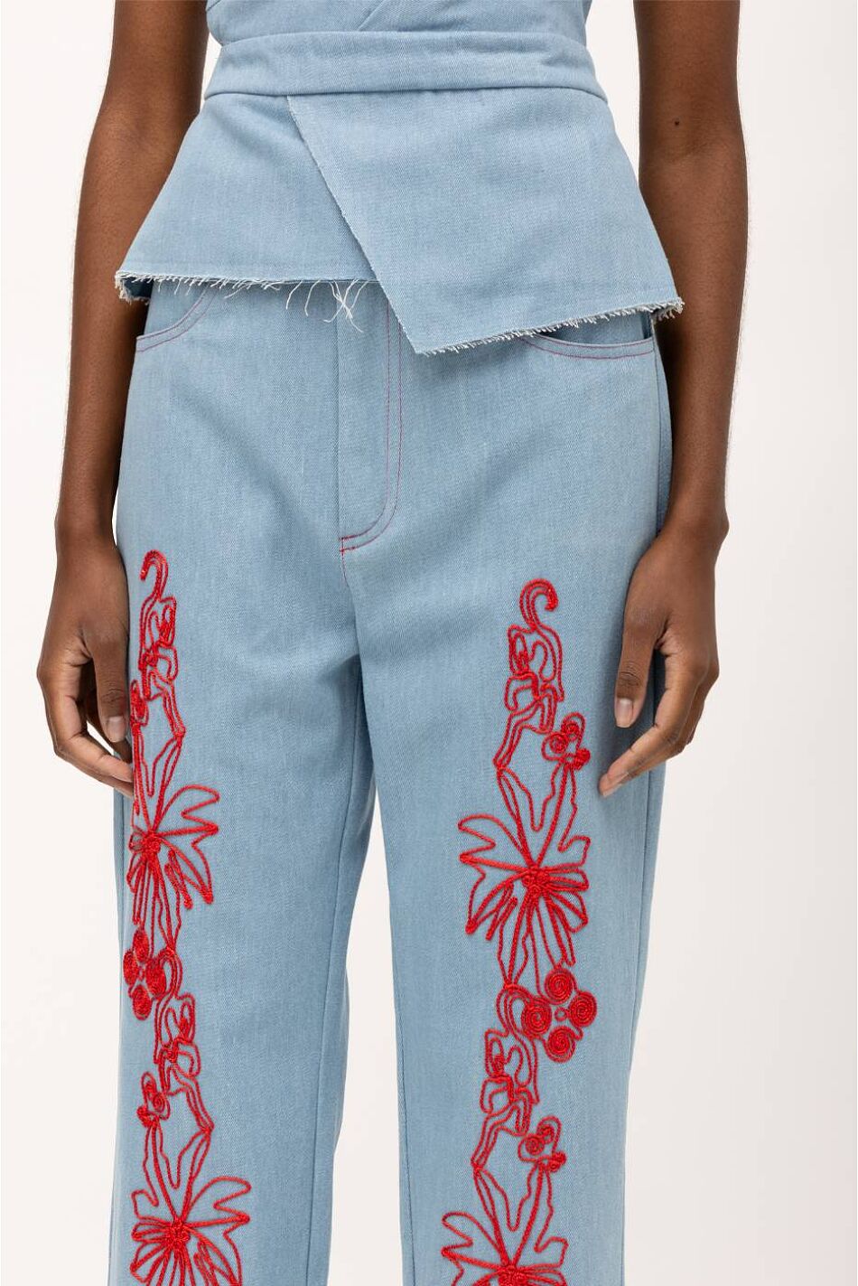 RIANA DENIM APPLIQUE PANTS