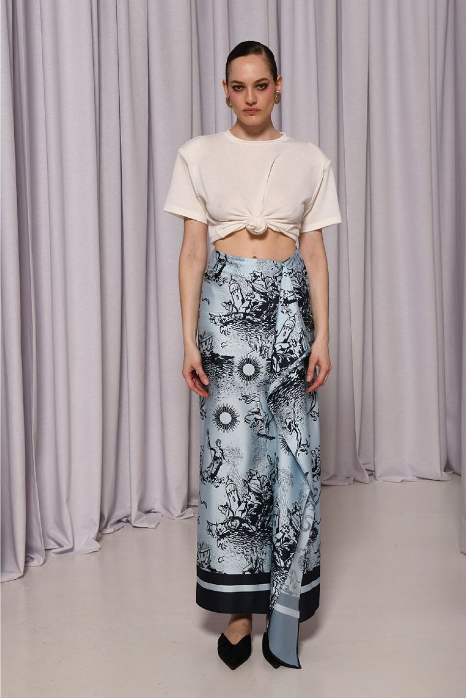 AQUA SATIN SKIRT