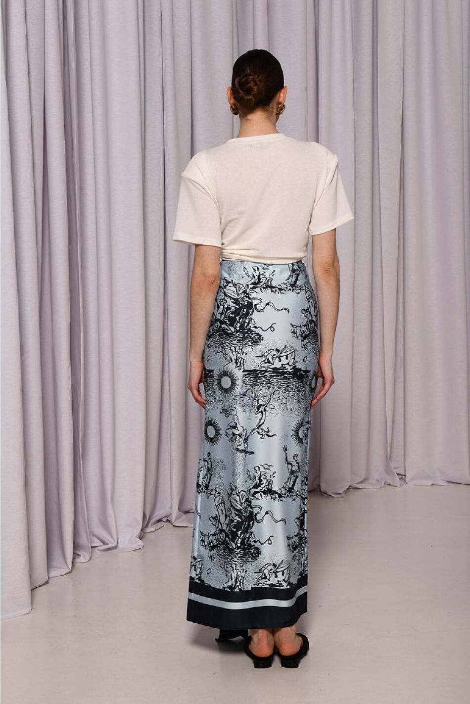 AQUA SATIN SKIRT