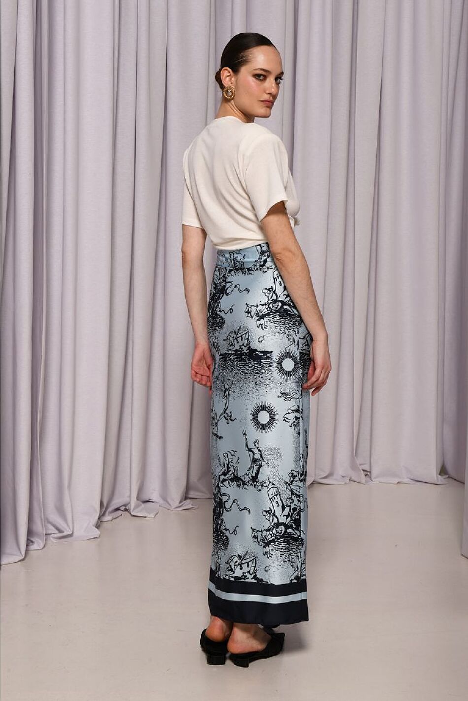 AQUA SATIN SKIRT