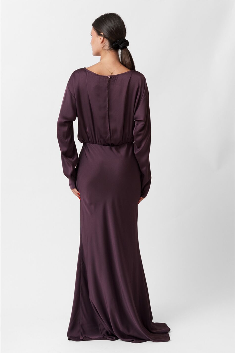 SATIN LONG FLARED DRESS