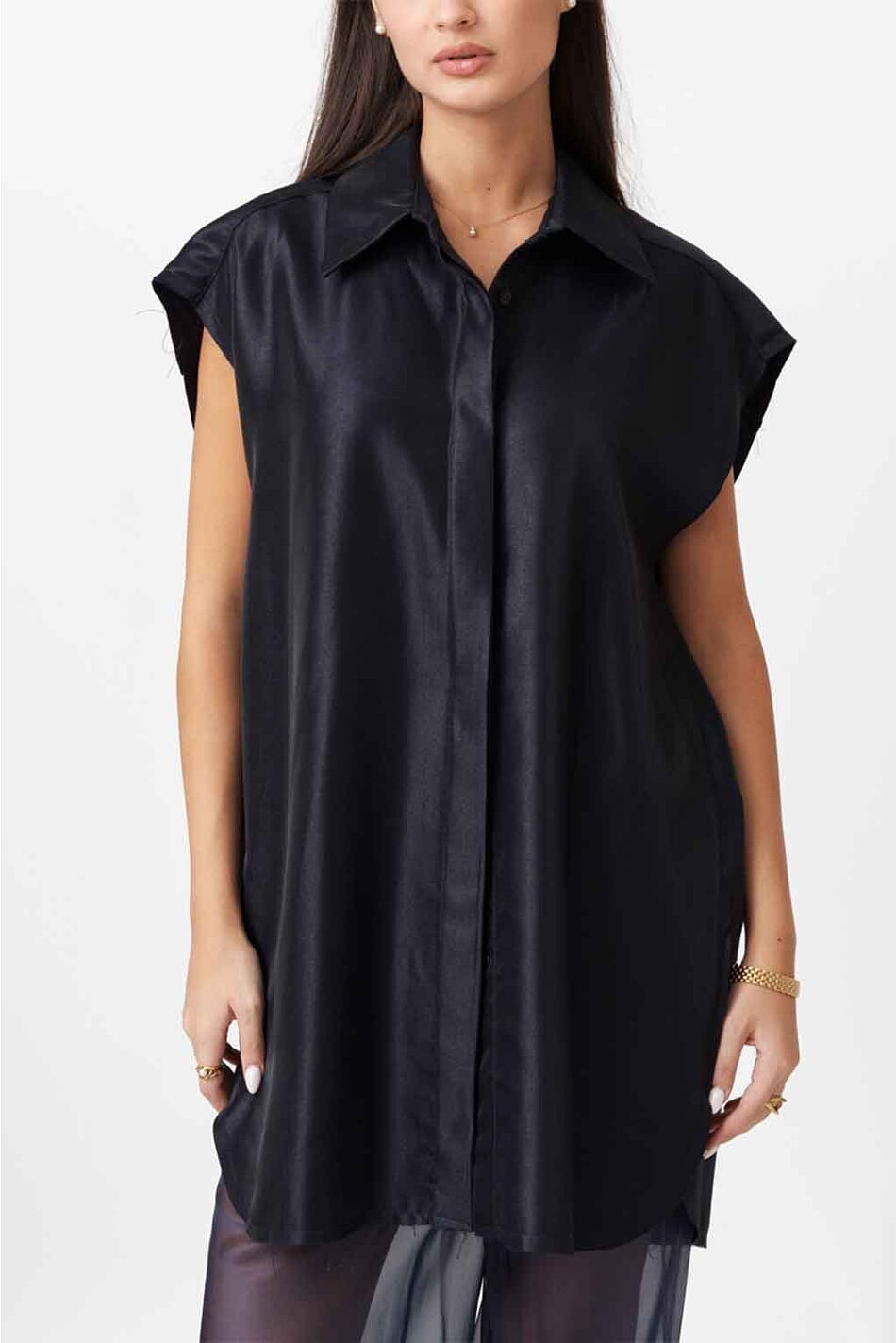 METALLIC SHIRT DRESS