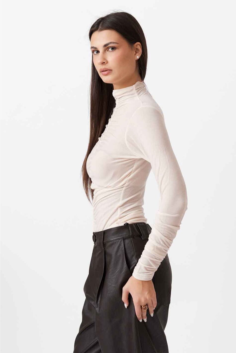 RUFFLED HIGH NECK TOP