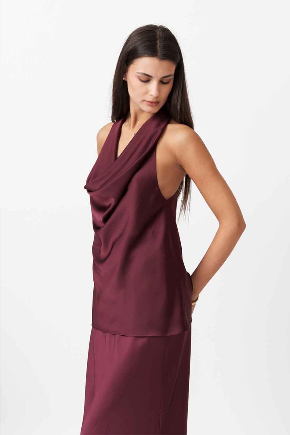 SATIN DRAPE TOP