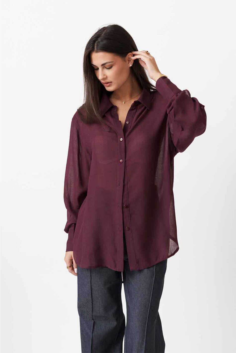 WOOL BLENDED SHEER SHIRT