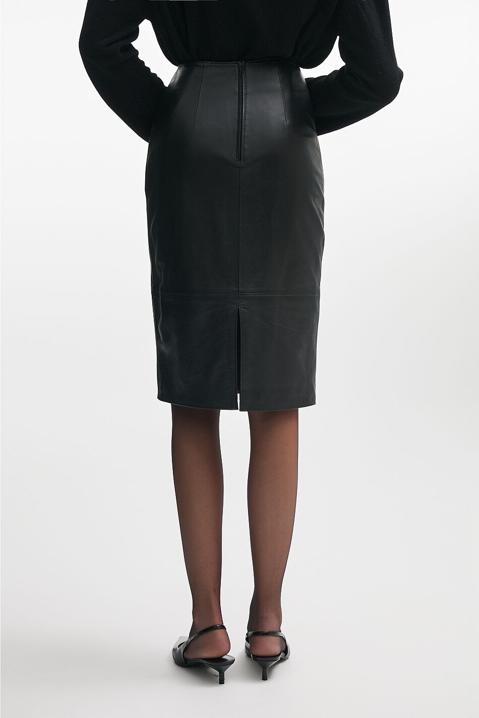 LONDON LEATHER MIDI SKIRT
