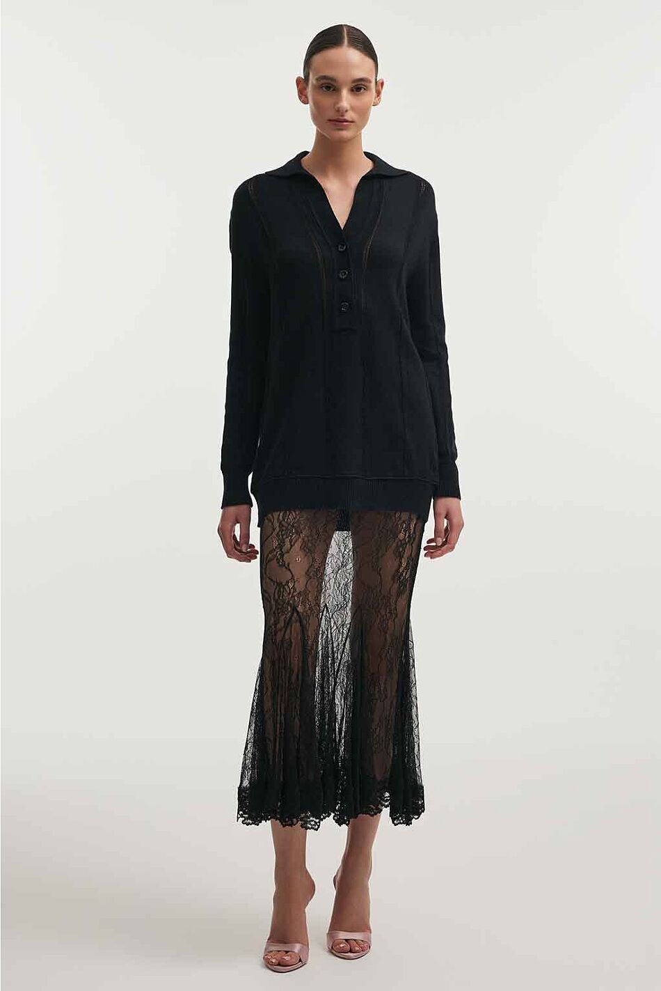 LAUREN KNITTED LONG BLOUSE