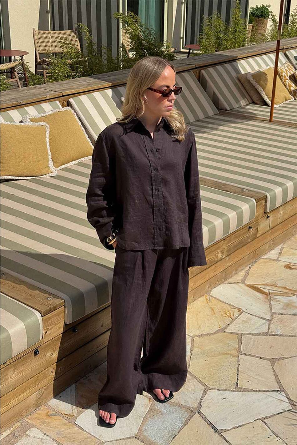 APRILIA LINEN TROUSERS COFFEE
