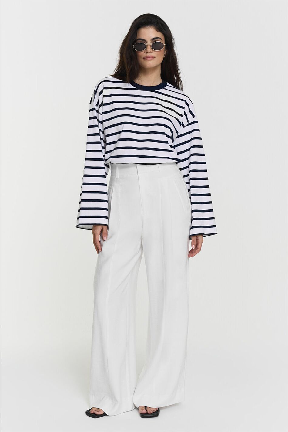 CELESTE LS TOP NAVY WHITE STRIPE