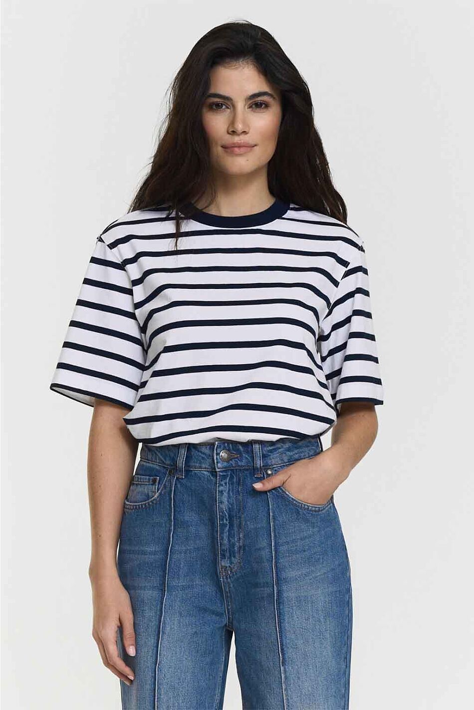 CHELSEY TEE NAVY WHITE STRIPE
