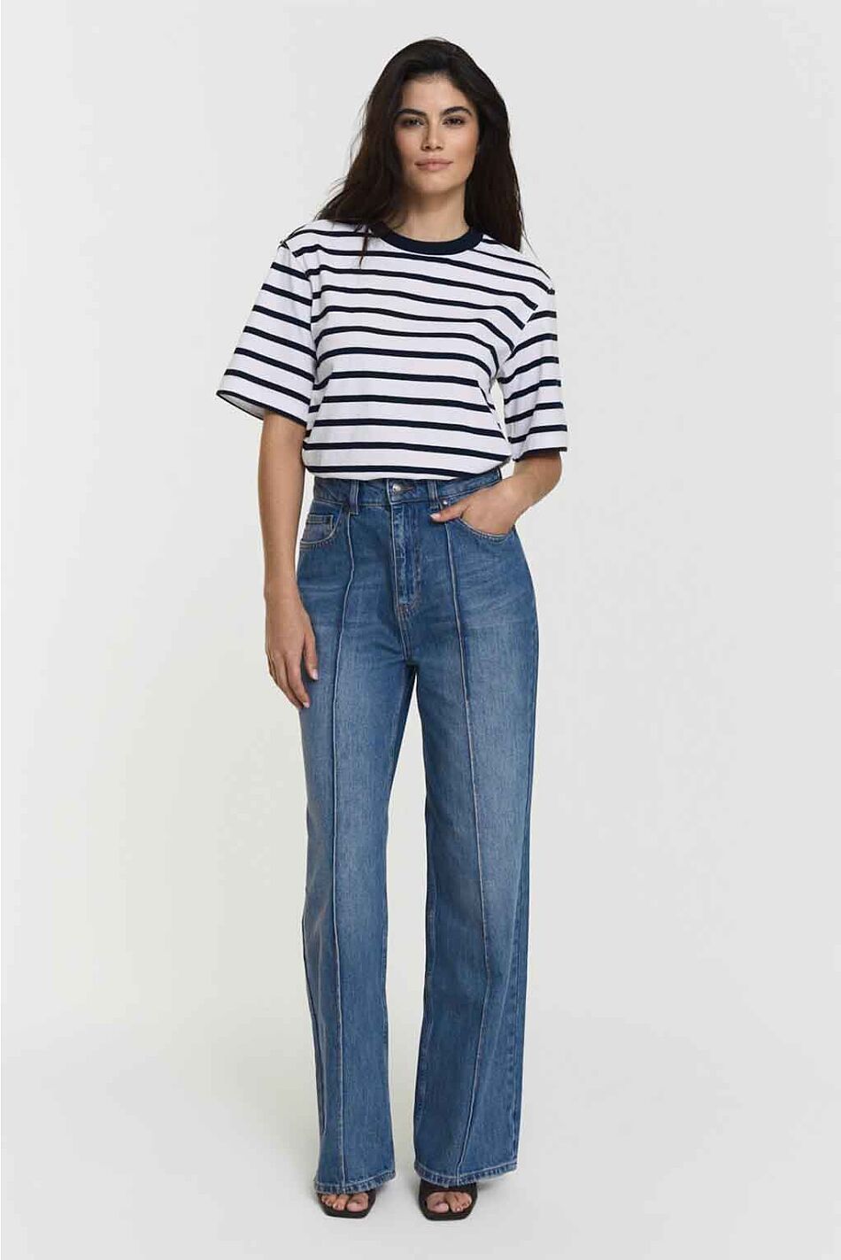 CHELSEY TEE NAVY WHITE STRIPE