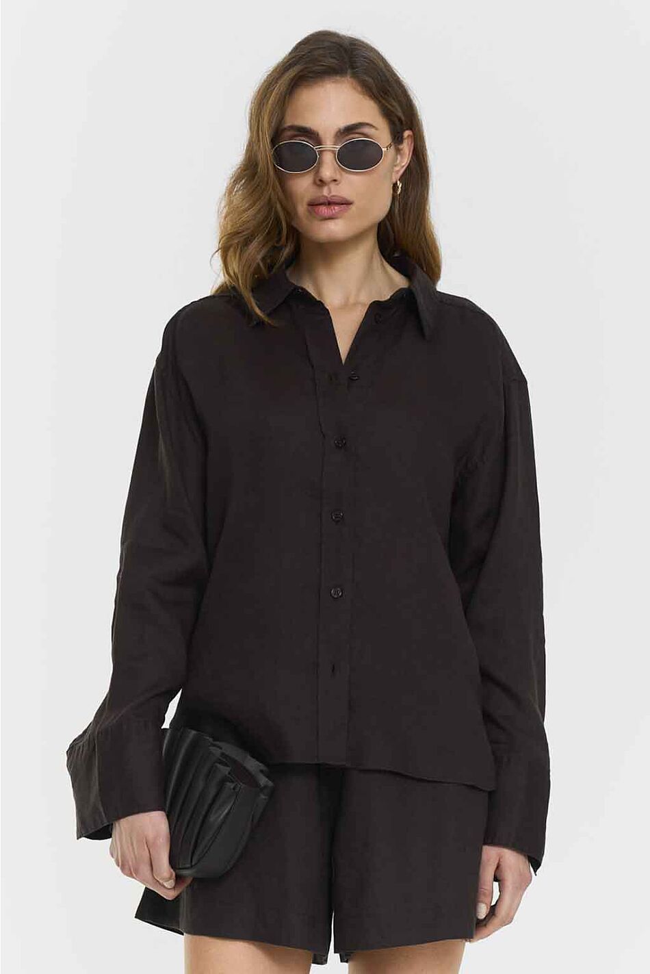 EVIANNA LINEN SHIRT COFFEE
