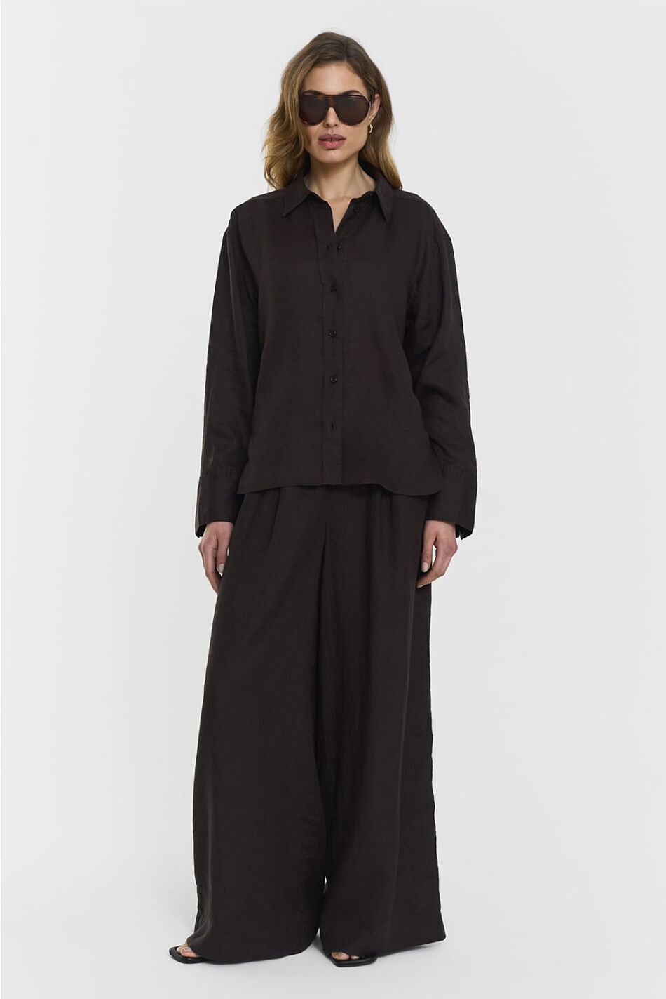 EVIANNA LINEN SHIRT COFFEE