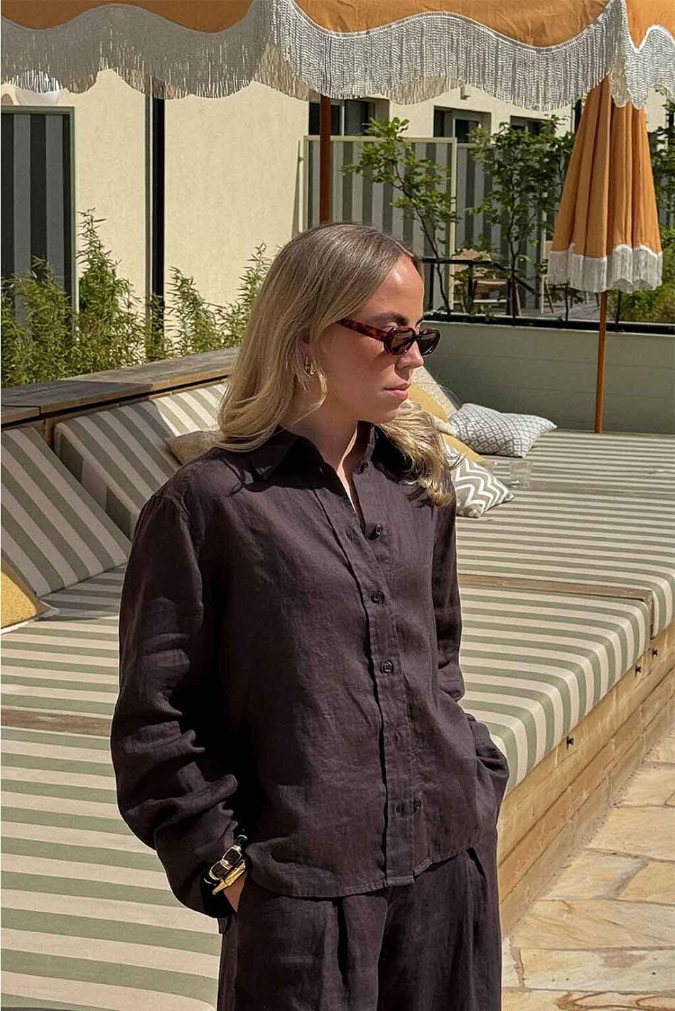 EVIANNA LINEN SHIRT COFFEE