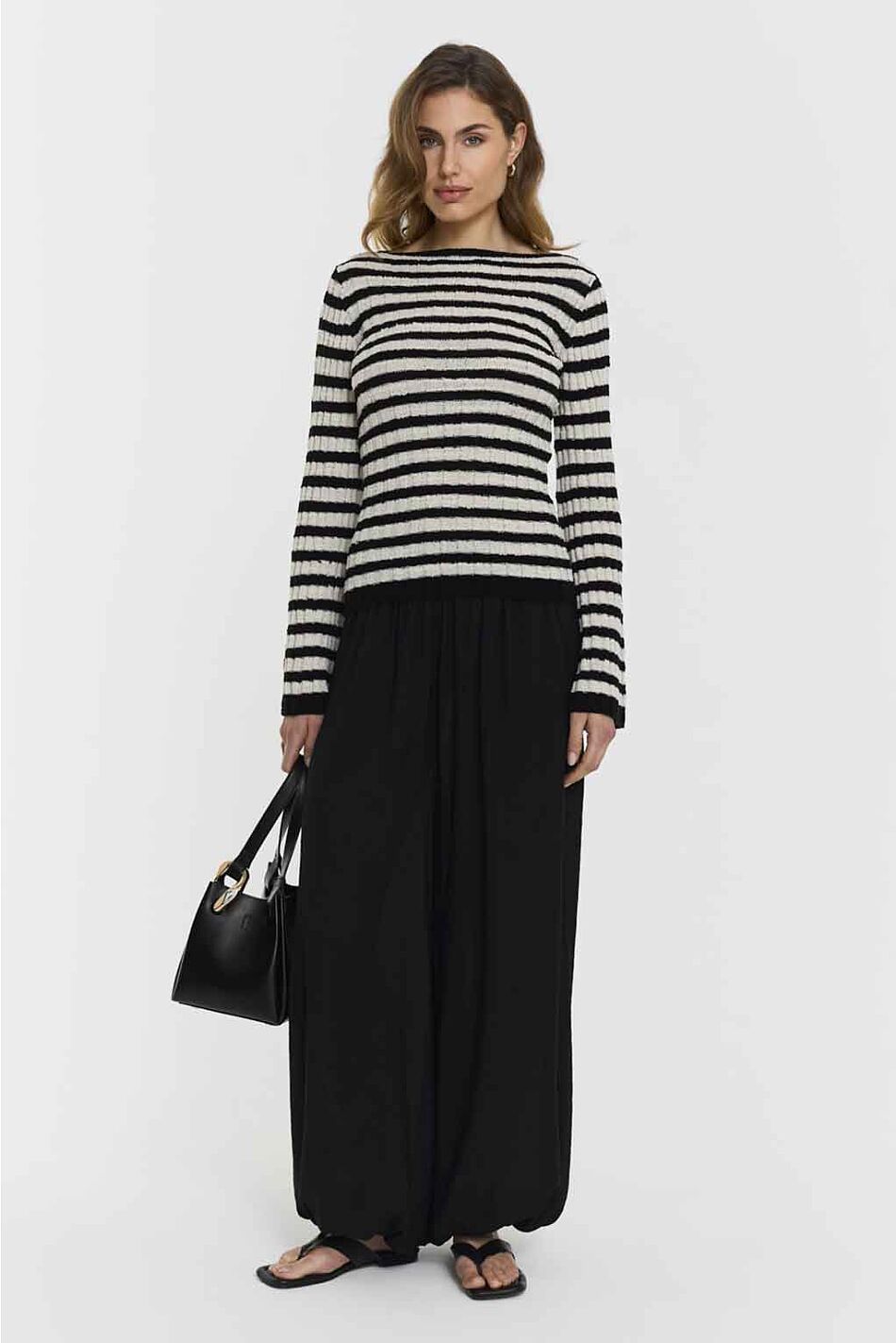 KARLIE KNITTED TOP BLACK STRI