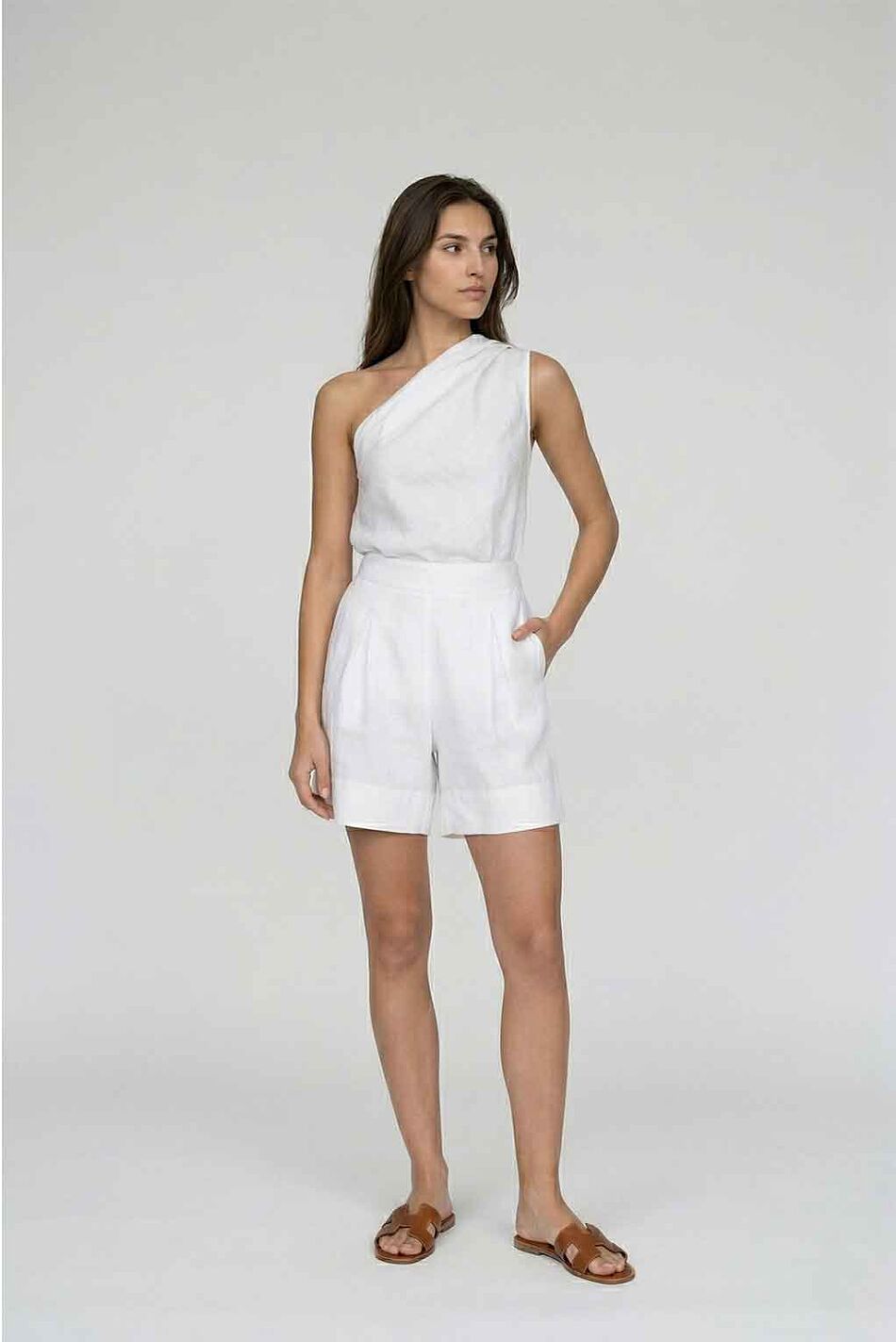 LINEN ONE SHOULDER TOP