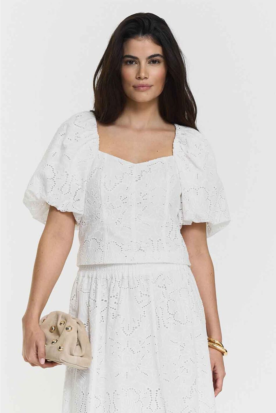MANDIE BRODERIE BLOUSE WHITE