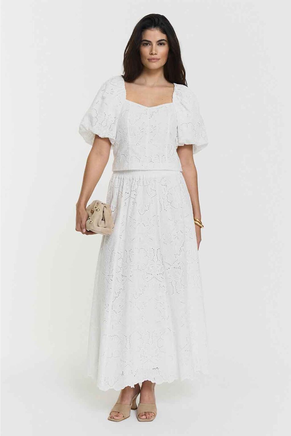 MANDIE BRODERIE BLOUSE WHITE
