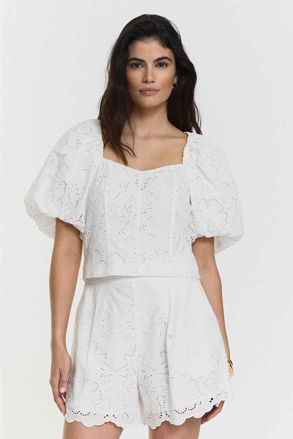 MANDIE BRODERIE BLOUSE WHITE