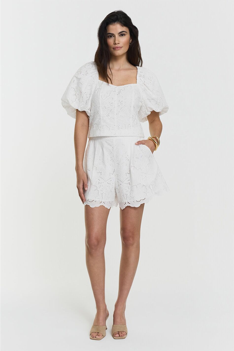 MEIRA BRODERIE SHORTS WHITE