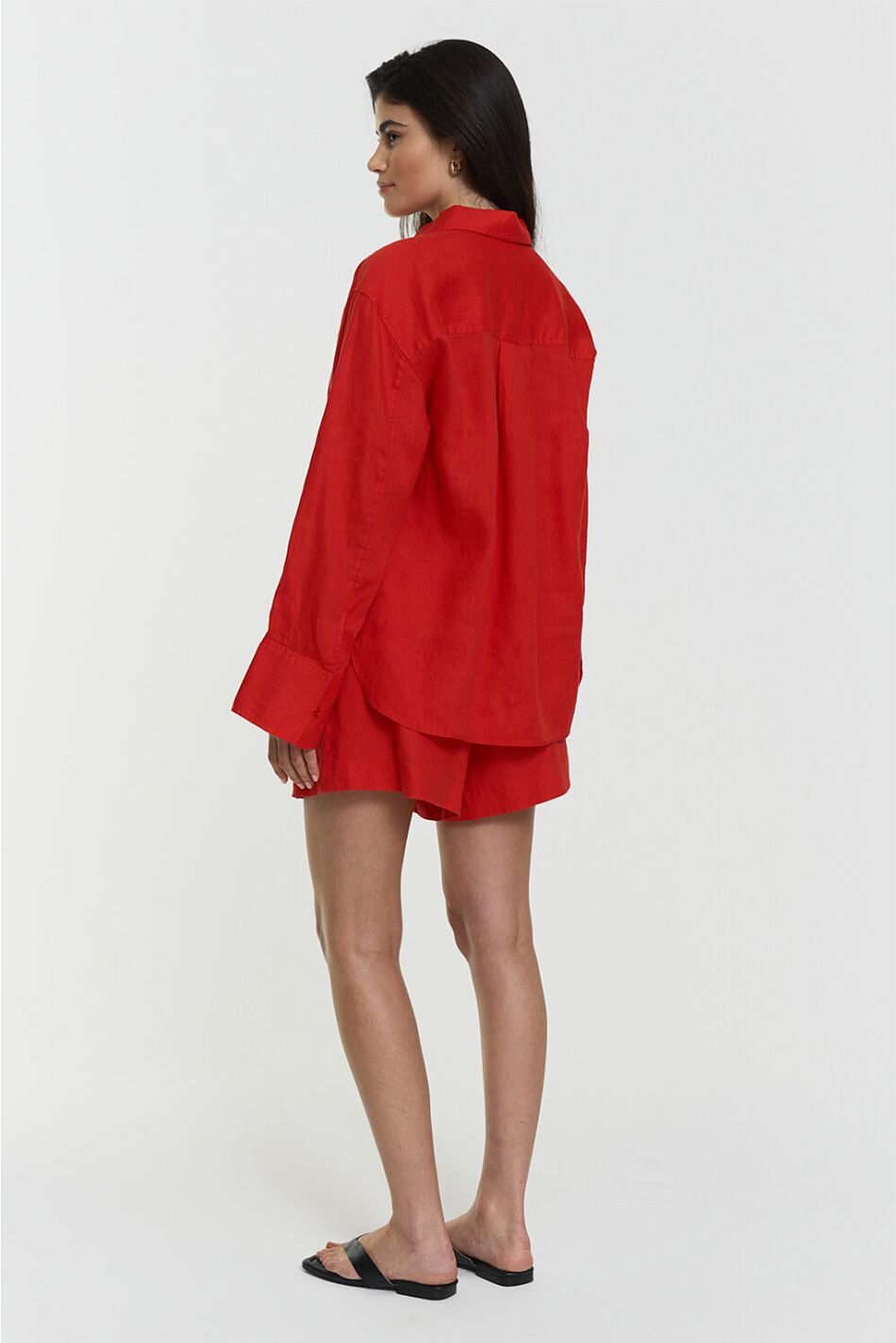 MELODY LINEN SHORTS POPPY RED