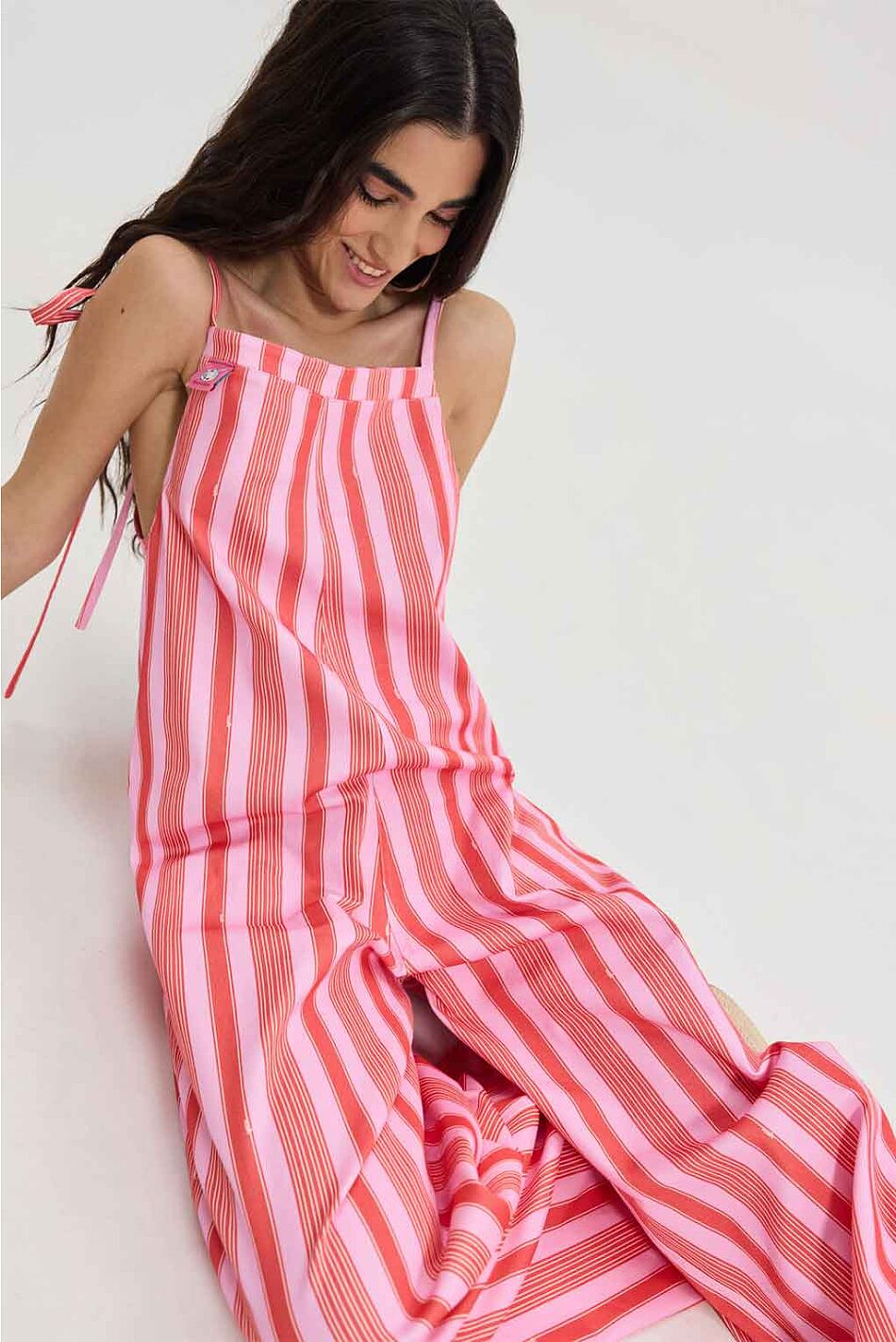 MICAELA JUMPSUIT PINK STRIPES