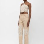 AMUR DENIM PANTS WITH LACE MATS