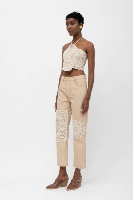AMUR DENIM PANTS WITH LACE MATS
