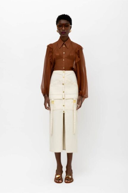 ELECTRA SILK ORGANZA SHIRT WITH RUFFLES