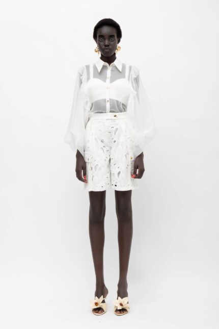 ELECTRA SILK ORGANZA SHIRT WITH RUFFLES