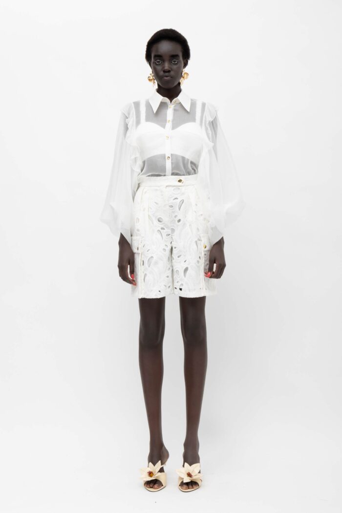 ELECTRA SILK ORGANZA SHIRT WITH RUFFLES
