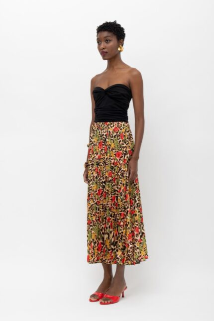 KIKA PLEATED MIDI SKIRT FLORAL