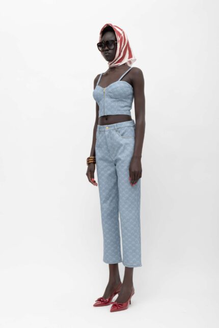 RIANA MONOGRAM DENIM PANTS