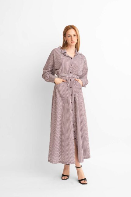 LONG STRIPE SHIRT DRESS