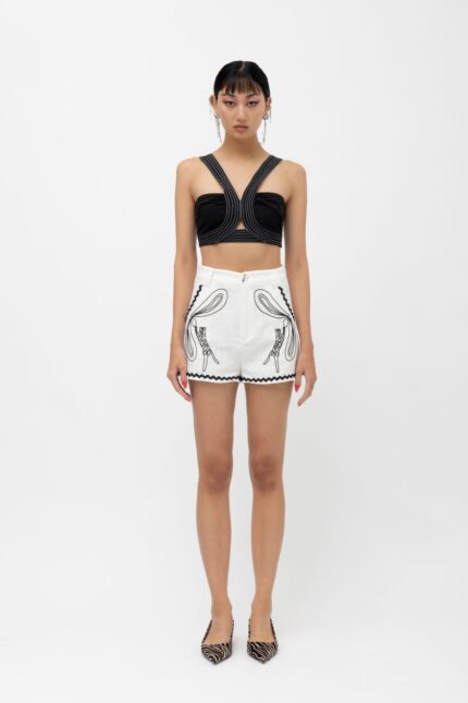 SHIMBA B/W APPLIQUE SHORTS