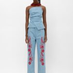 RIANA DENIM APPLIQUE PANTS