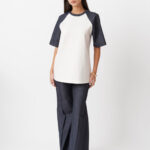 DENIM LOOK SLEEVE T-SHIRT