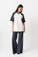 DENIM LOOK SLEEVE T-SHIRT - Image 2