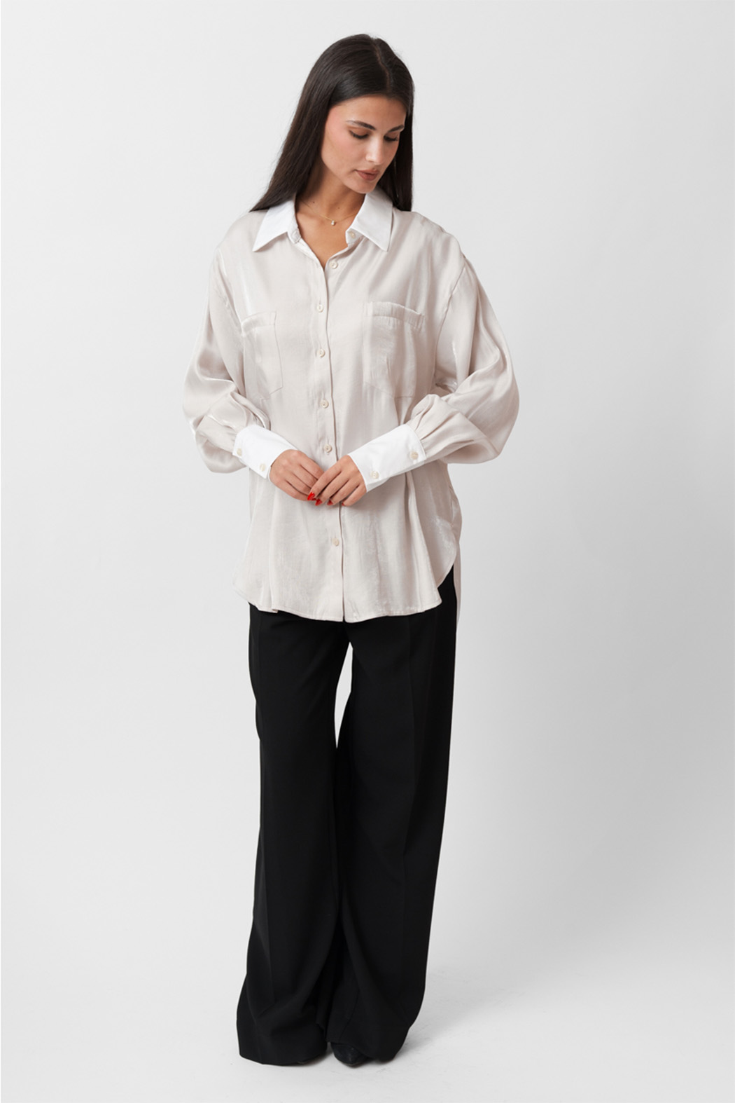 FW25.W44.02.0-BE3 SATIN SHIRT - Image 1